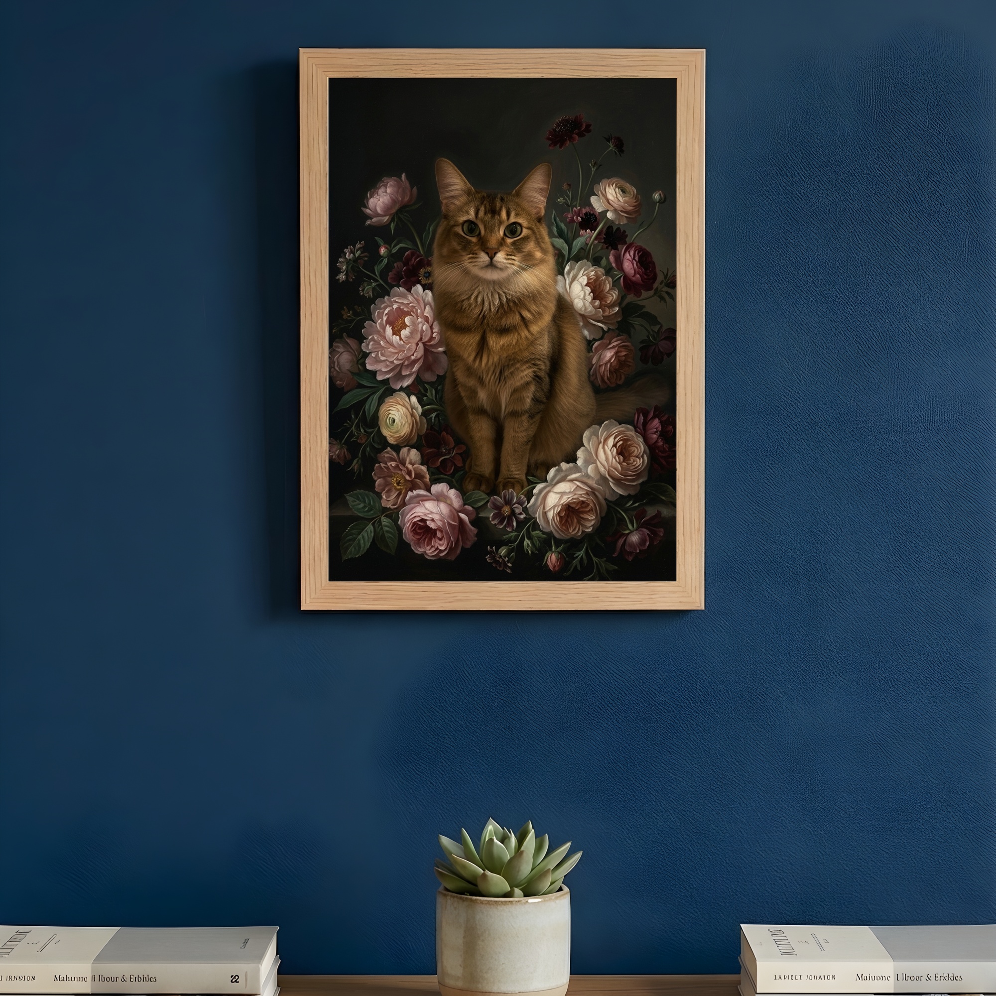 ソマリの花の油絵風アート花柄額装プリント（A4サイズ）（3枚目）