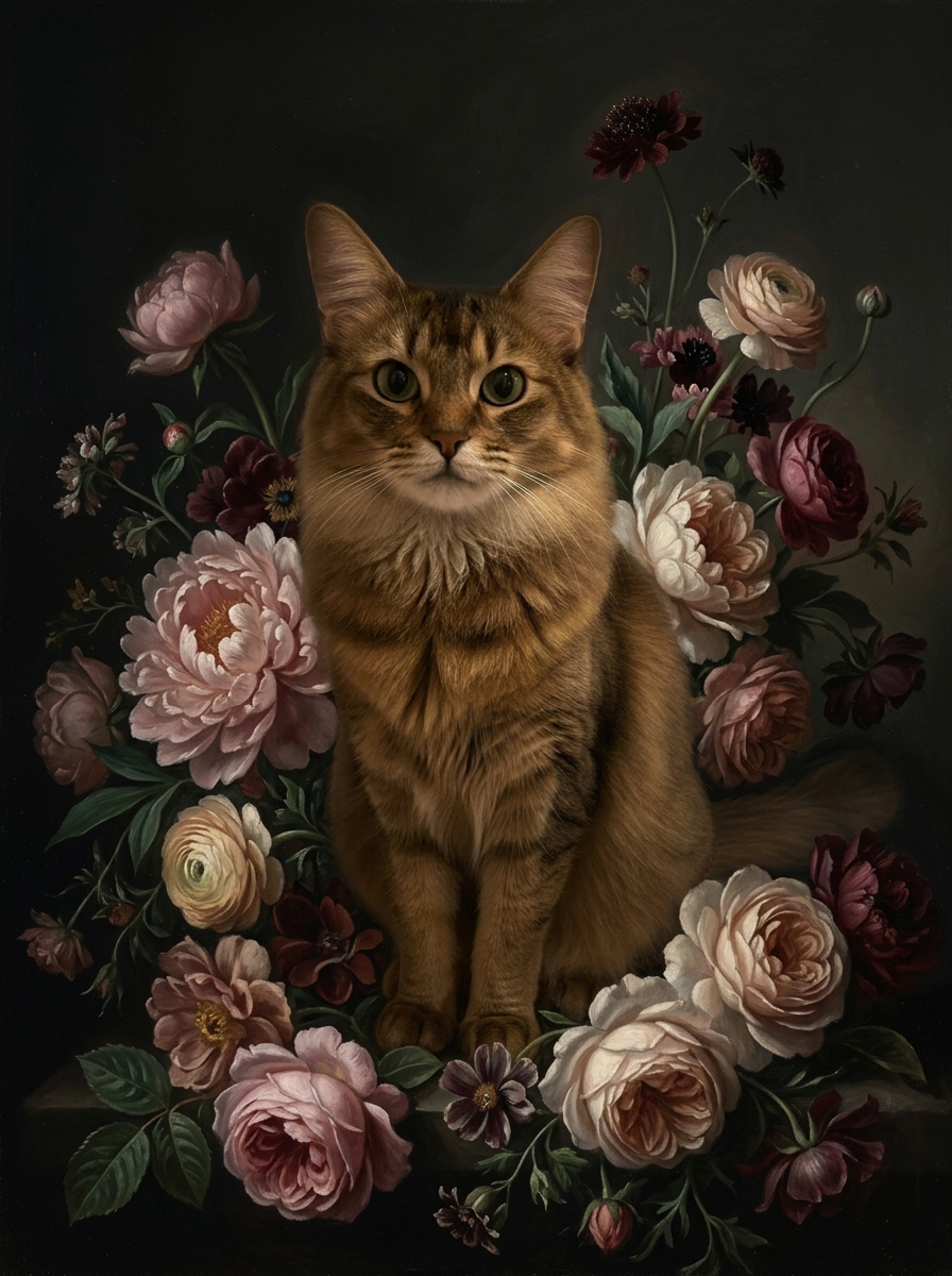 ソマリの花の油絵風アート花柄額装プリント（A4サイズ）（4枚目）
