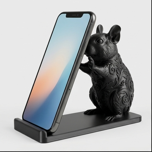 デグーのルネサンス肖像画スマホスタンド(シルクブラック)