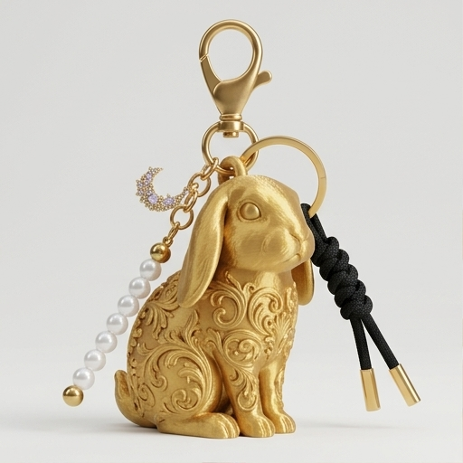 ホーランドロップのルネサンス肖像画キーホルダー(シルクゴールド)