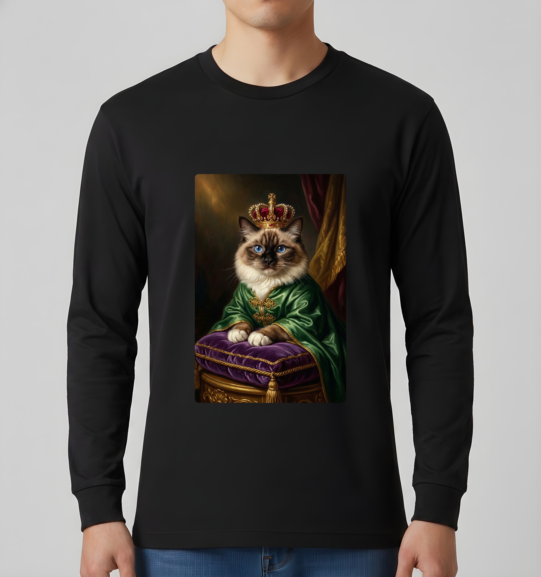 バーマンのルネサンス肖像画長袖Tシャツ（ブラック）（3枚目）