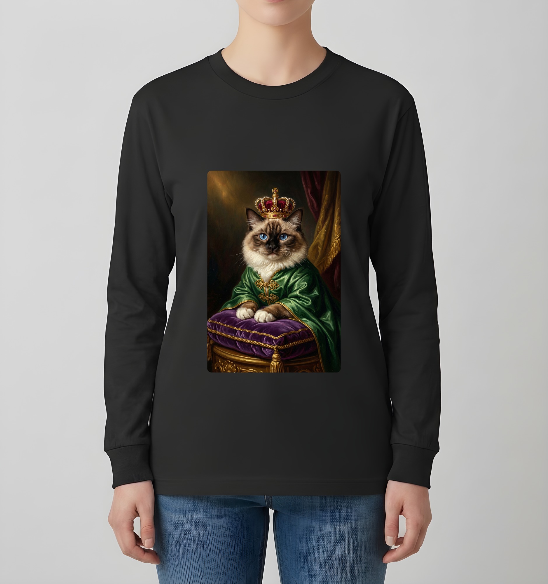 バーマンのルネサンス肖像画長袖Tシャツ（ブラック）（4枚目）
