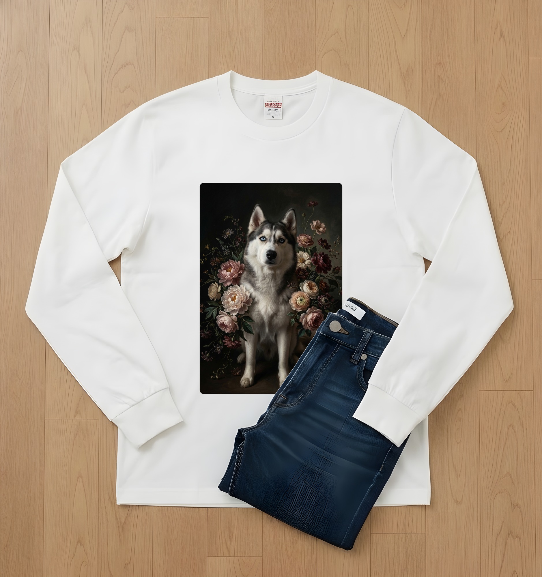 シベリアンハスキーの長袖Tシャツ 2枚目