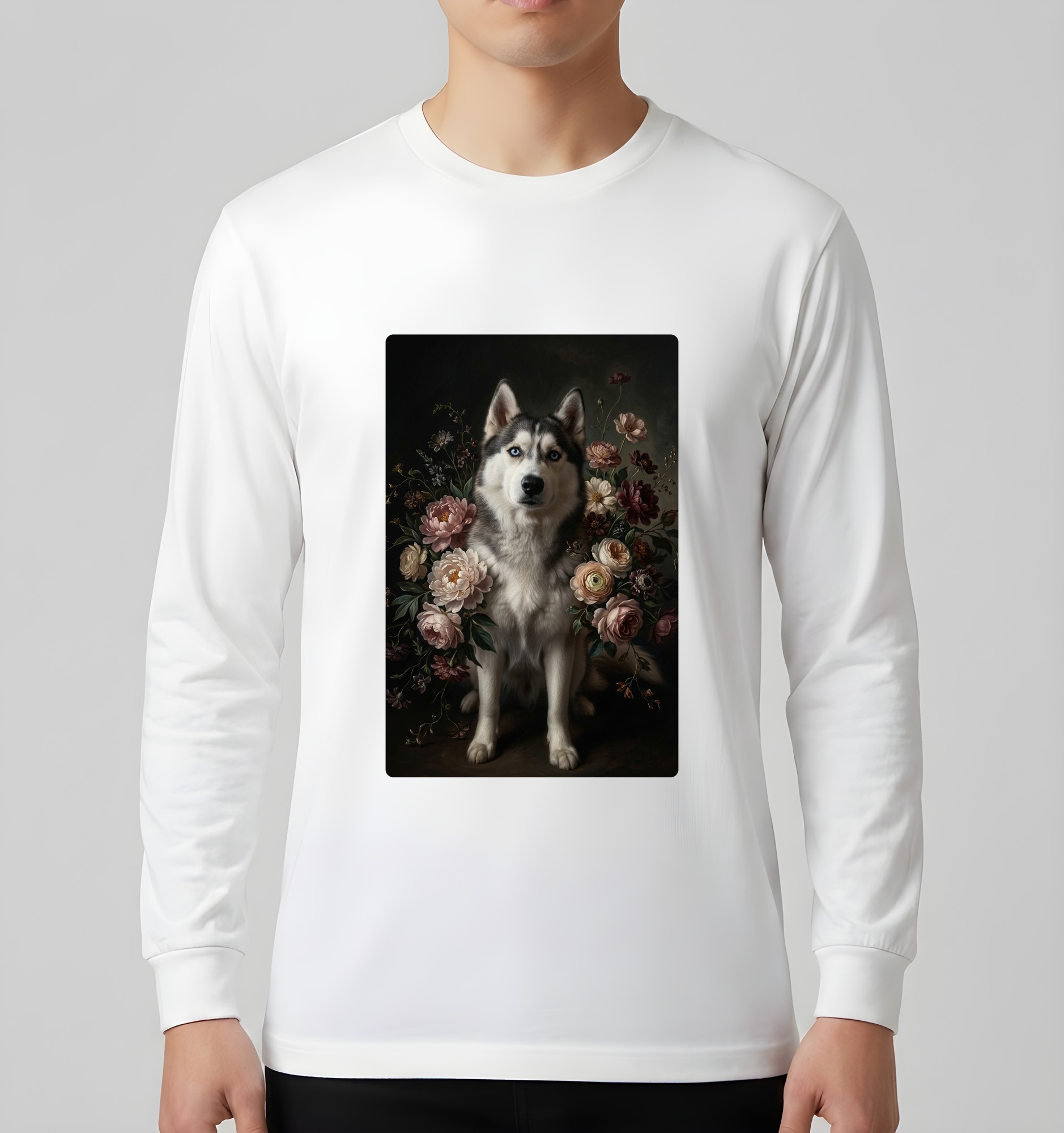 シベリアンハスキーの長袖Tシャツ 3枚目