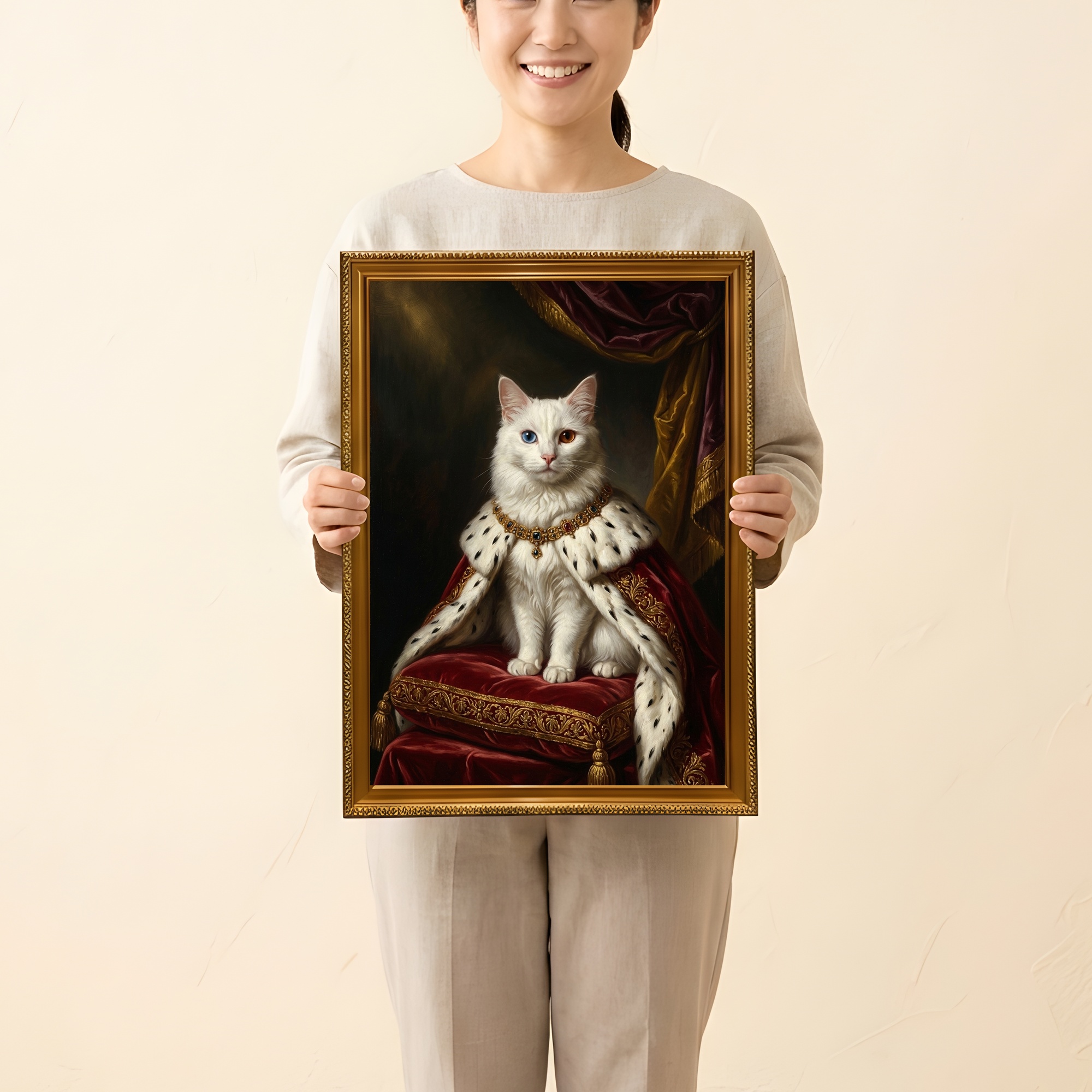 ターキッシュアンゴラのルネサンス肖像画額装プリント(A3サイズ)(2枚目)