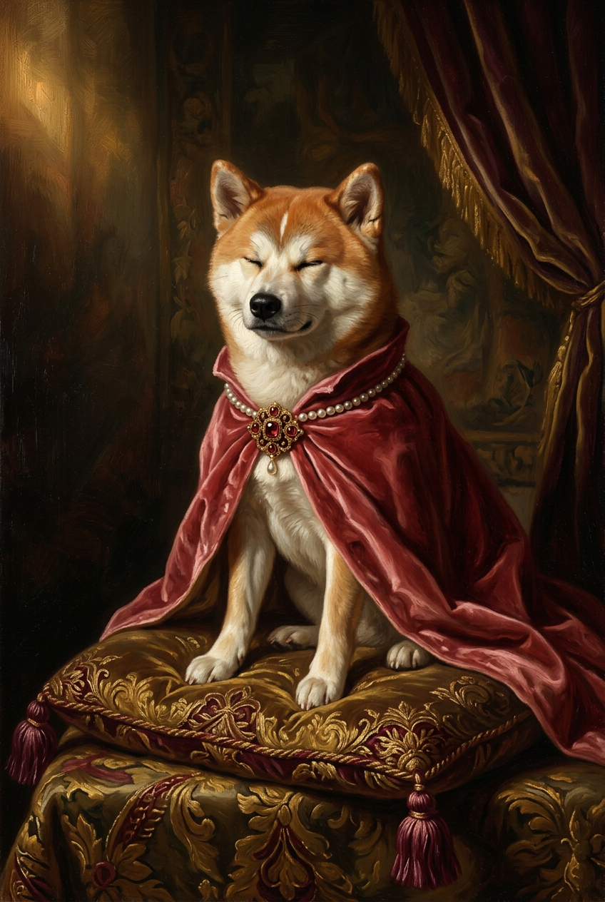 柴犬のルネサンス肖像画額装プリント（A4金縁）（4枚目）