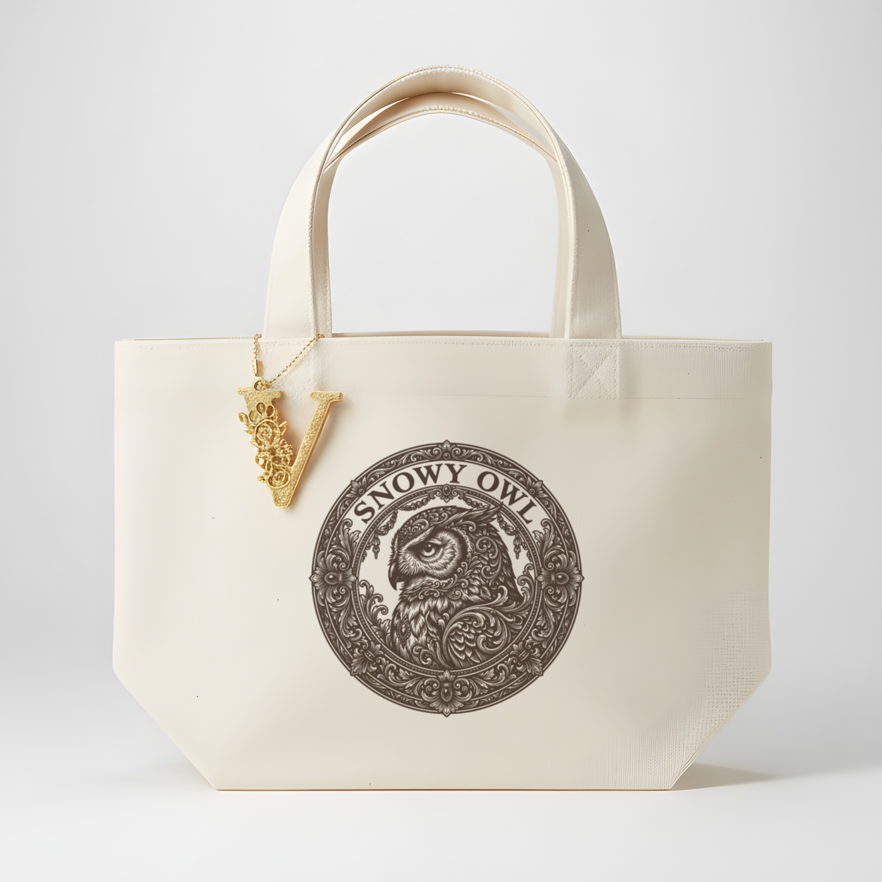 シロフクロウのルネサンス肖像画ミニトートバッグ