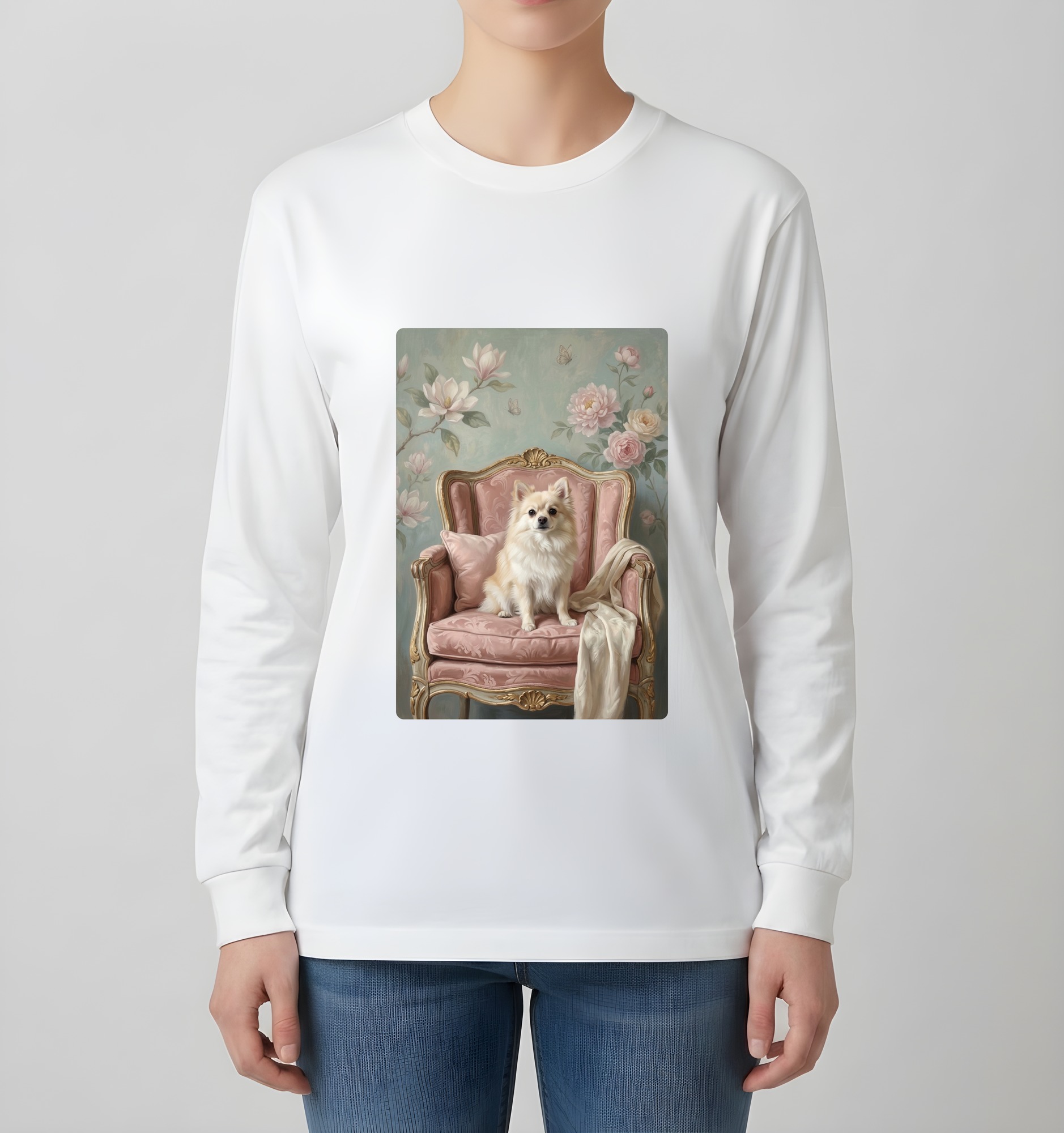 ポメラニアンの長袖Tシャツ 4枚目