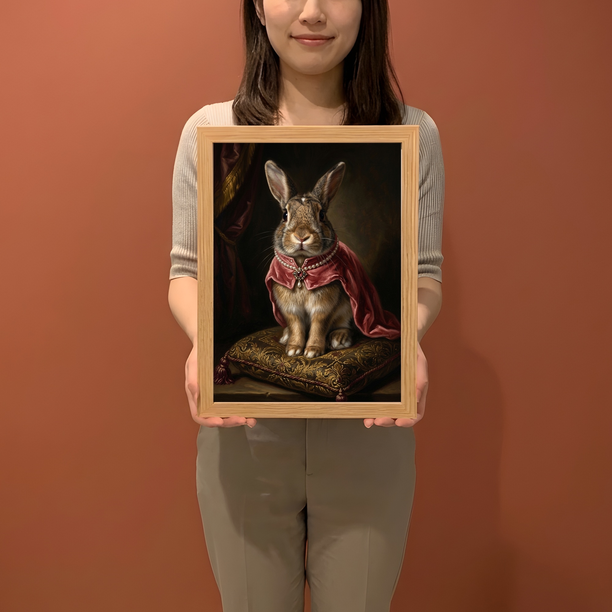 うさぎのルネサンス肖像画額装プリント（A4サイズ）（2枚目）