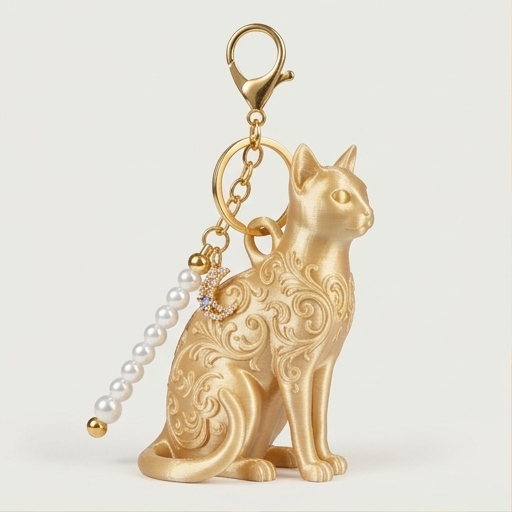 エジプシャンマウのルネサンス肖像画キーホルダー(シルクゴールド)
