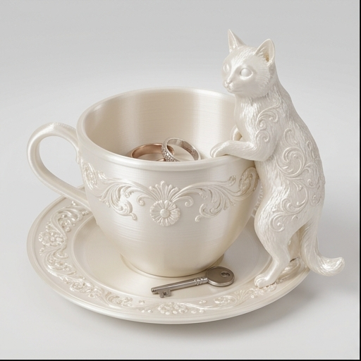 ターキッシュアンゴラのルネサンス肖像画アクセサリートレイ(シルクホワイト)
