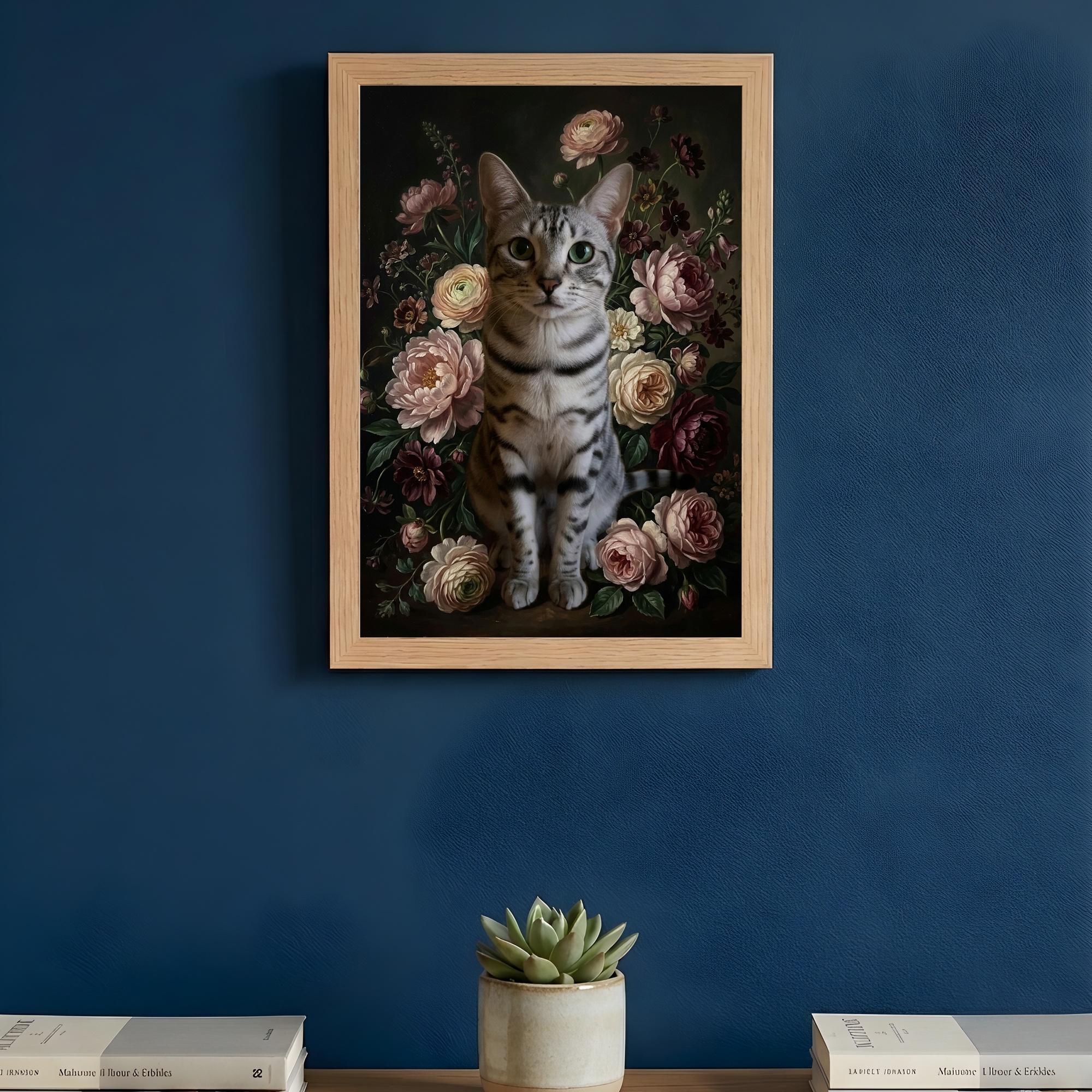 エジプシャンマウの花の油絵風アート花柄額装プリント(A4サイズ)(3枚目)