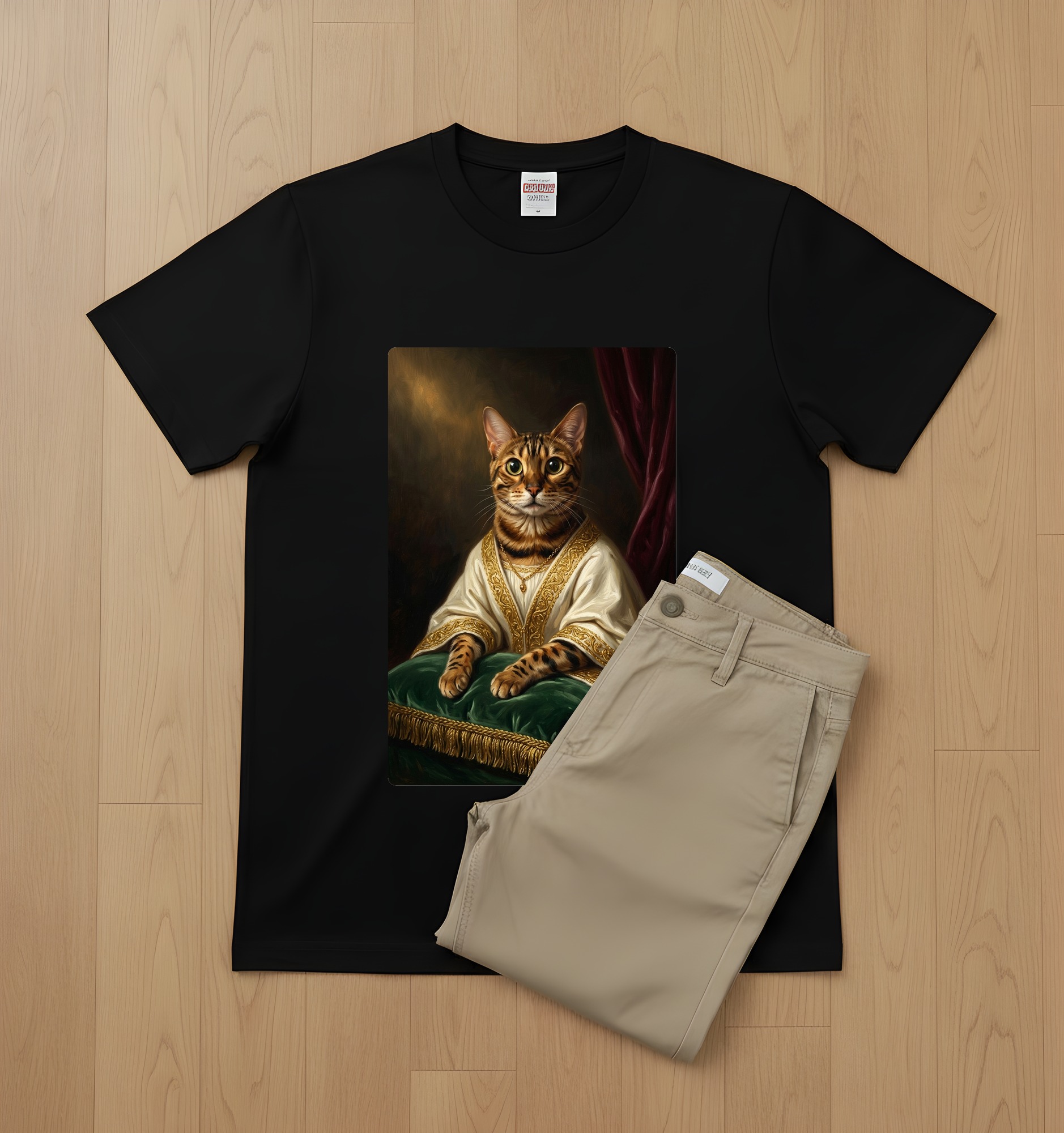 ベンガルのルネサンス肖像画Tシャツ(ブラック・カラープリント・額縁なし)(2枚目)
