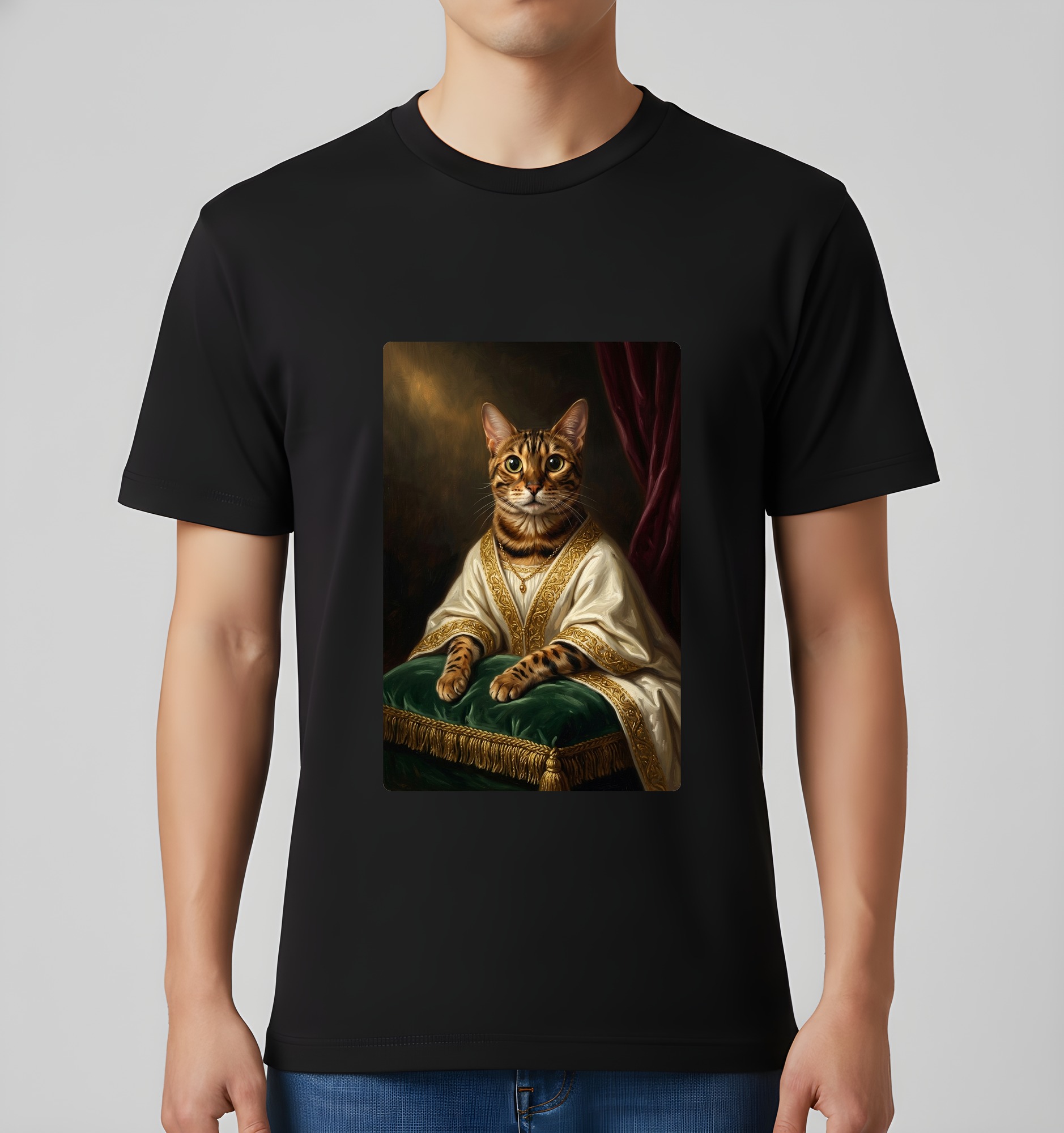 ベンガルのルネサンス肖像画Tシャツ(ブラック・カラープリント・額縁なし)(3枚目)