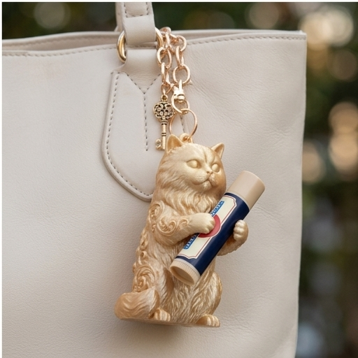 ペルシャ猫のルネサンス肖像画リップケース（シルクゴールド）（4枚目）