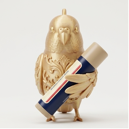 アキクサインコのルネサンス肖像画リップケース(シルクゴールド)
