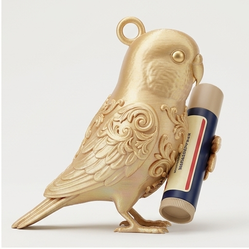 アキクサインコのルネサンス肖像画リップケース(シルクゴールド)(2枚目)