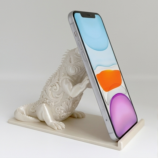 サバクイグアナのルネサンス肖像画スマホスタンド(シルクホワイト)