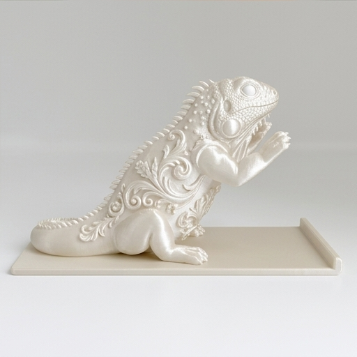サバクイグアナのルネサンス肖像画スマホスタンド(シルクホワイト)(4枚目)