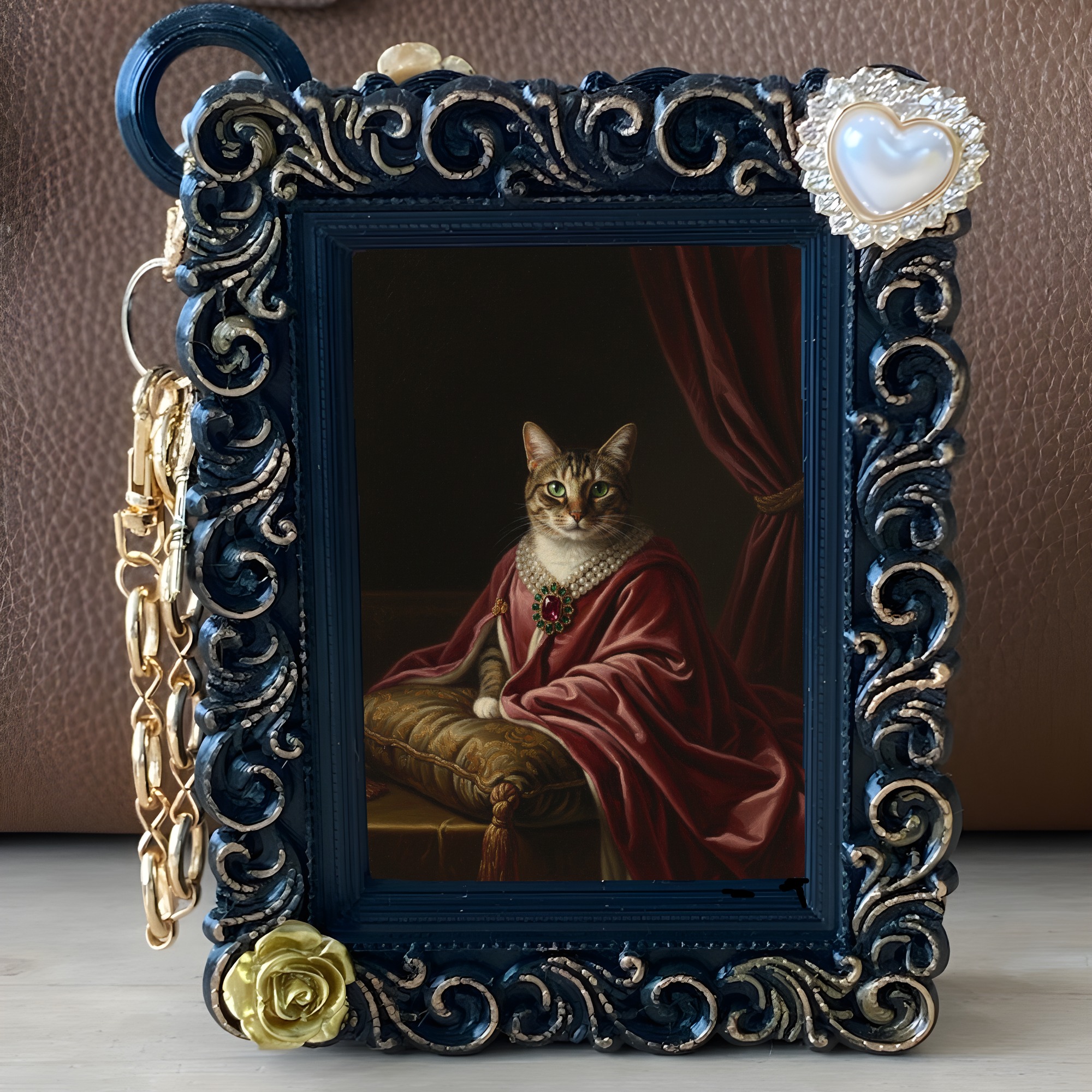 猫のルネサンス肖像画バッグチャーム(ブラック)(5枚目)