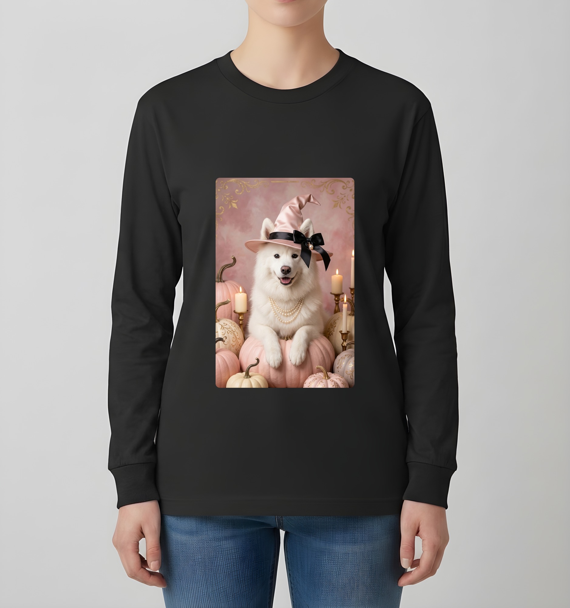 サモエドの長袖Tシャツ 4枚目