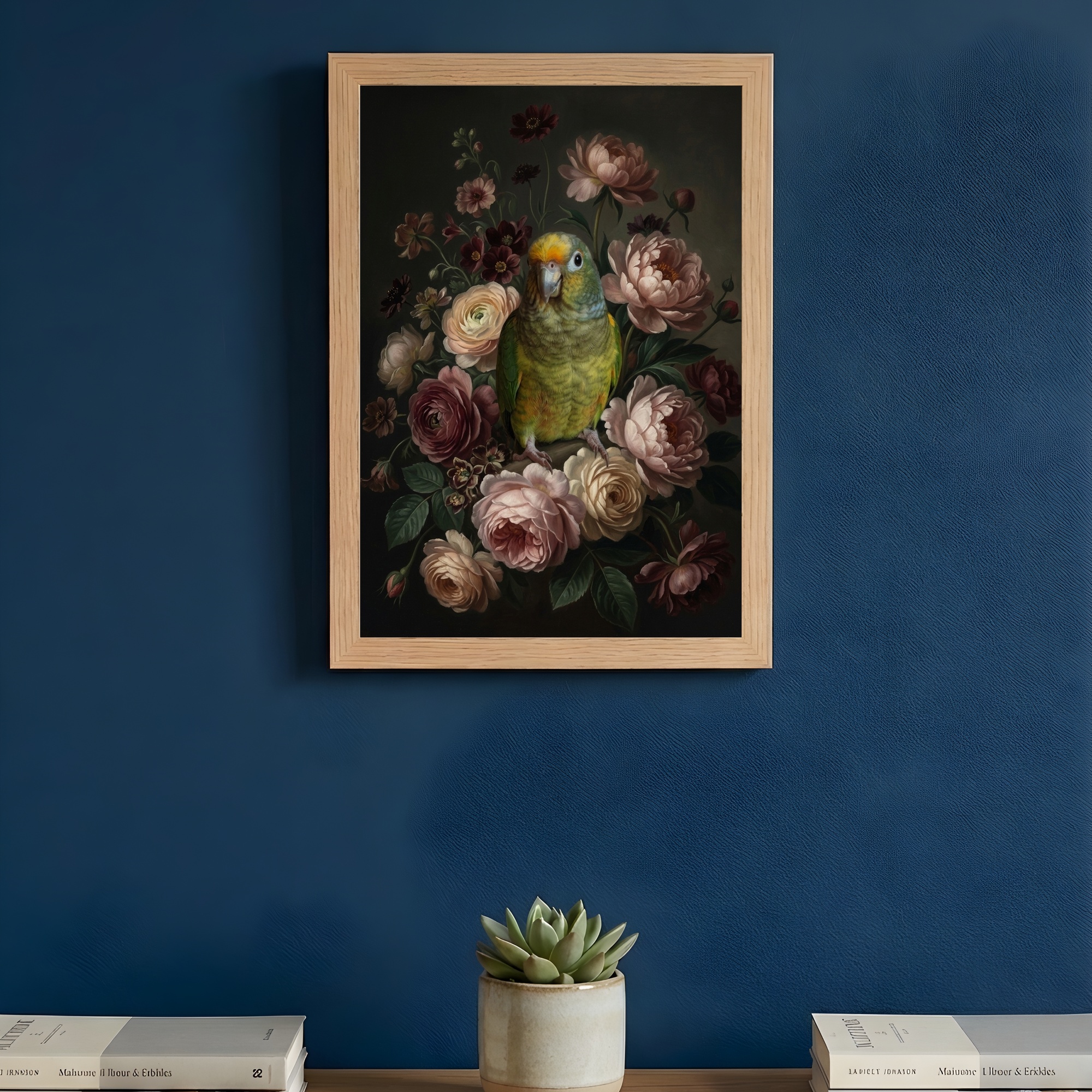 メイヤーズパロットの花の油絵風アート花柄額装プリント（A4サイズ）（3枚目）