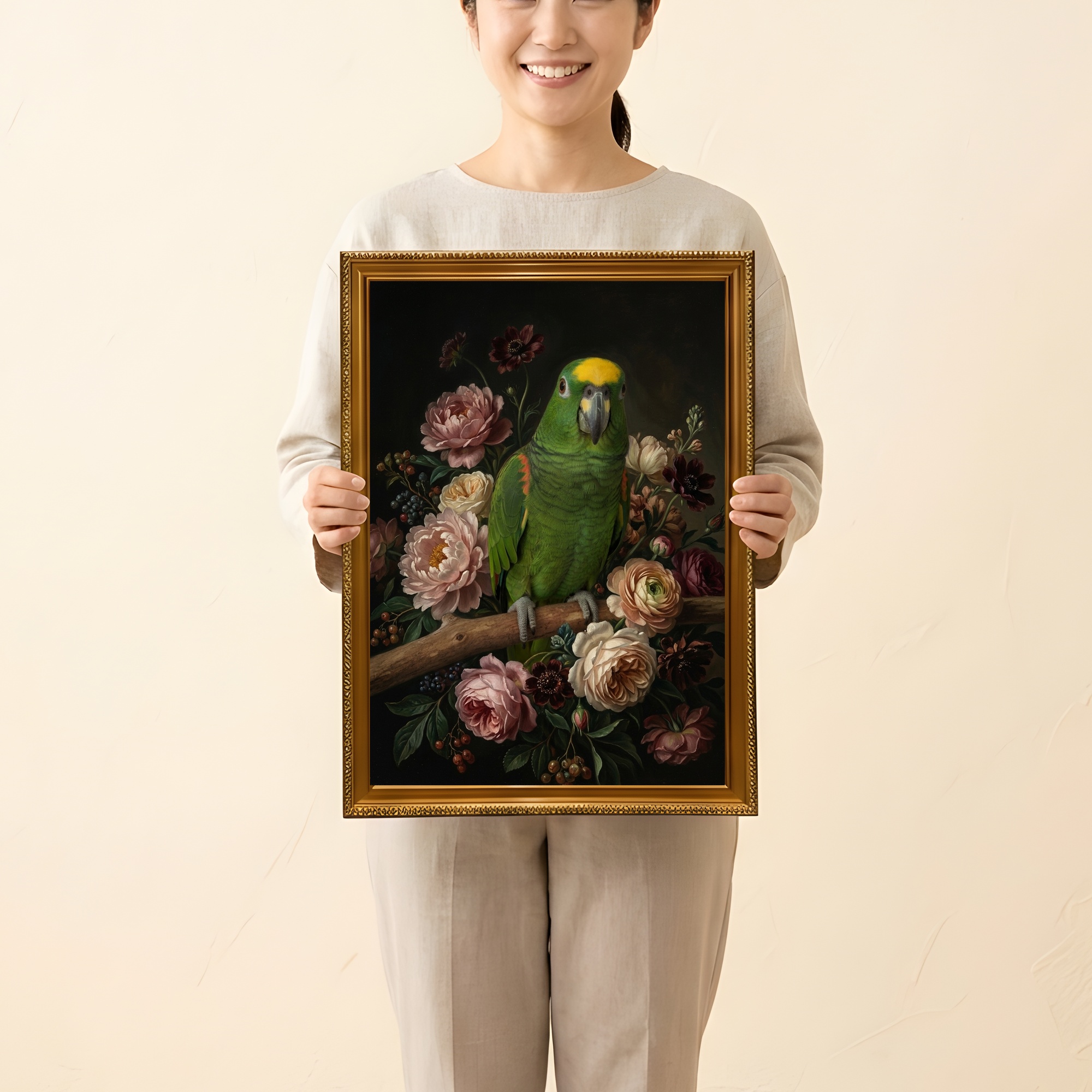 キエリボウシインコの額装プリント 2枚目