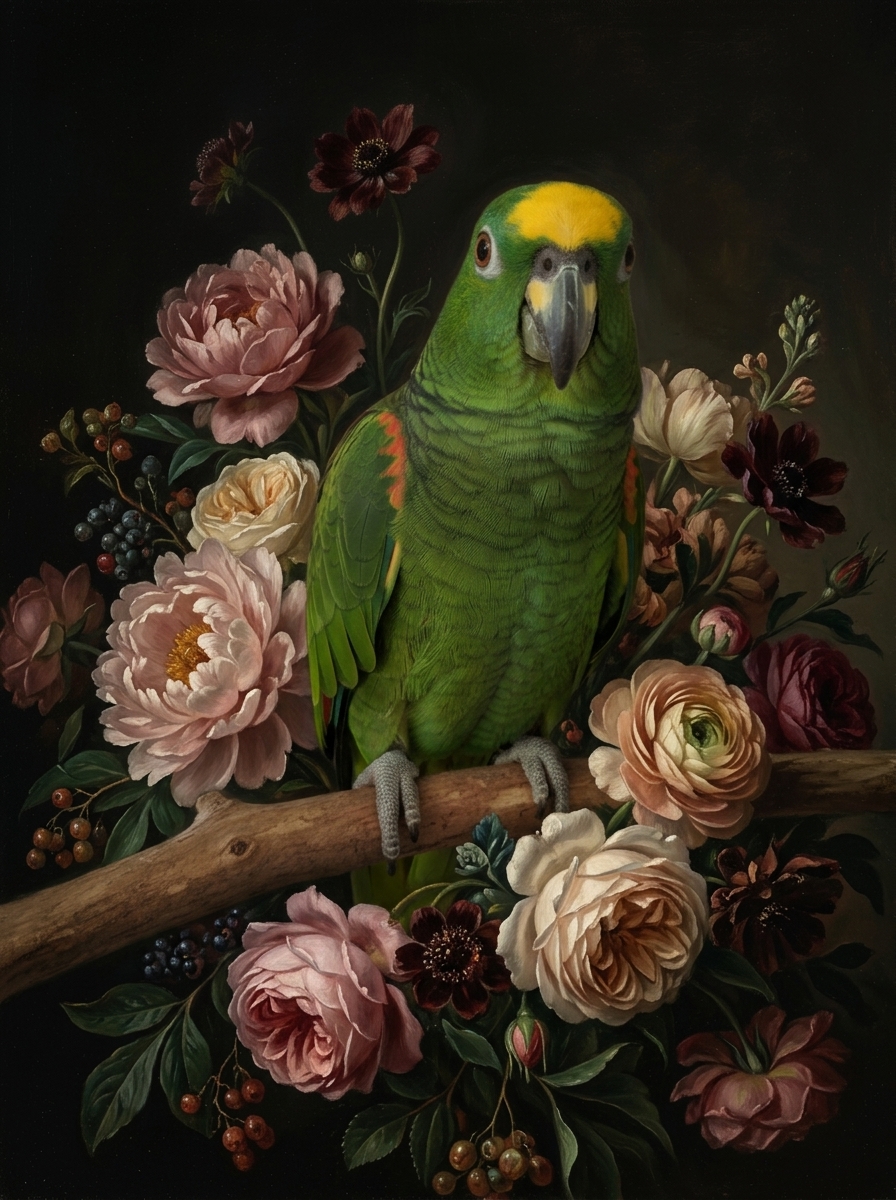 キエリボウシインコの額装プリント 4枚目
