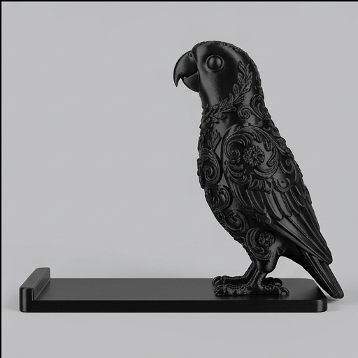 アカハラインコのルネサンス肖像画スマホスタンド(シルクブラック)(4枚目)