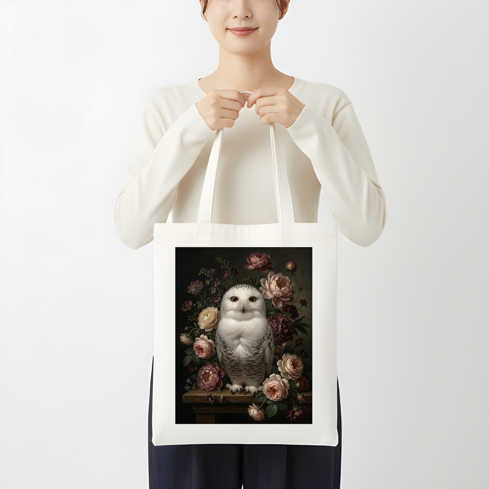 シロフクロウのトートバッグ 3枚目