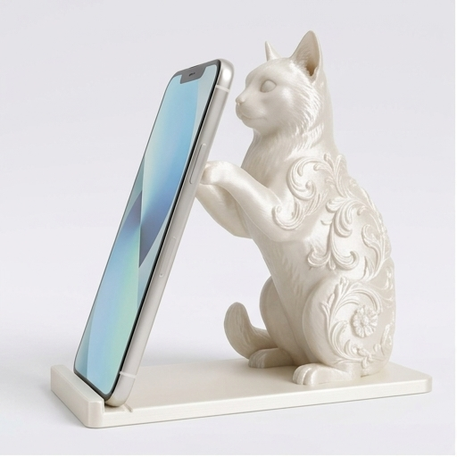 ターキッシュアンゴラのルネサンス肖像画スマホスタンド(シルクホワイト)