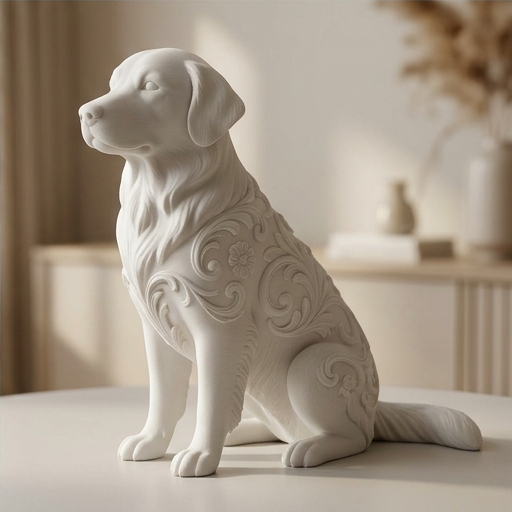 Golden Retrieverのルネサンス肖像画置物(全身オブジェ)(マットホワイト)(4枚目)
