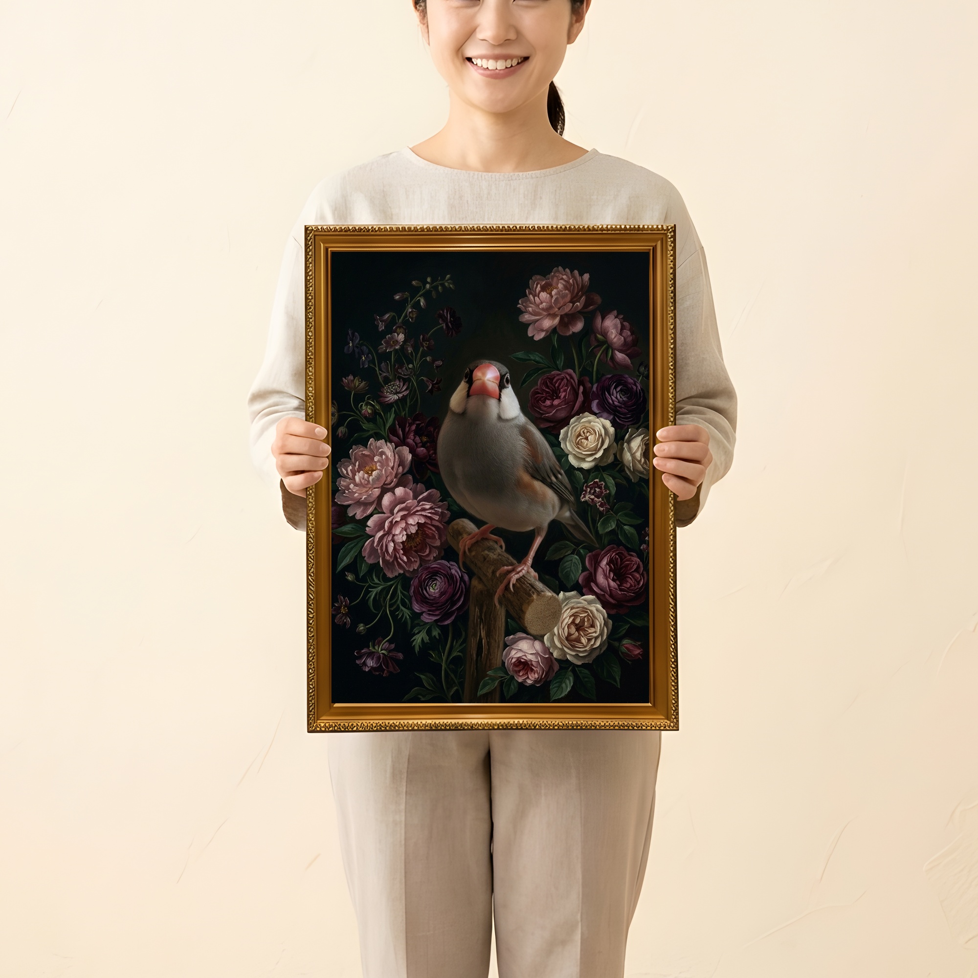 文鳥・ブンチョウの額装プリント 2枚目