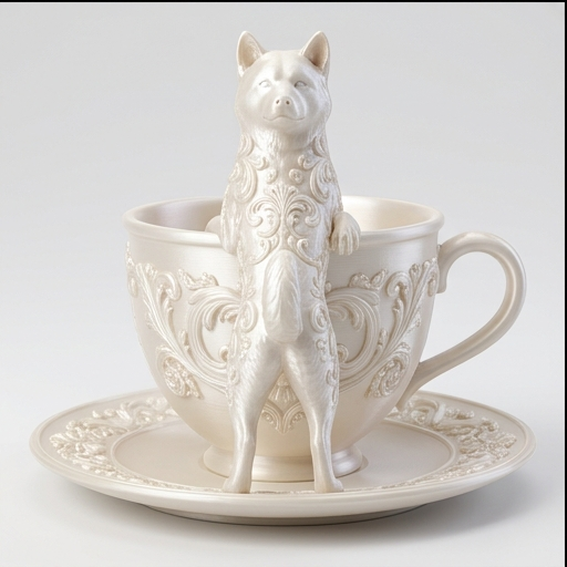 秋田犬のルネサンス肖像画アクセサリートレイ(シルクホワイト)(3枚目)
