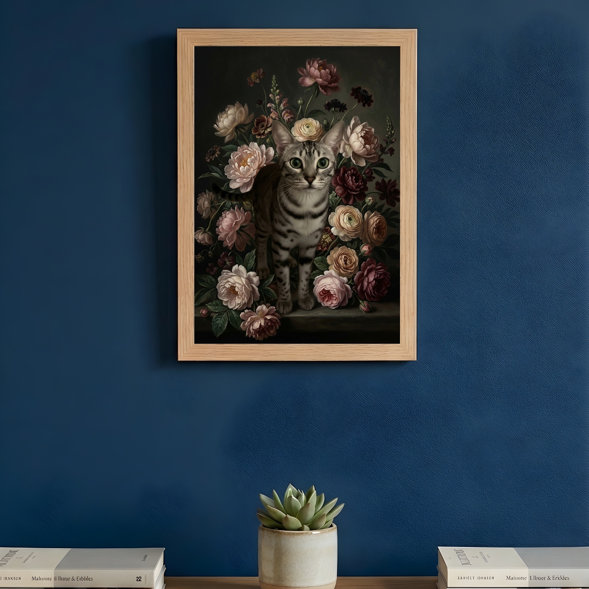 エジプシャンマウの花の油絵風アート花柄額装プリント(A4サイズ)(3枚目)