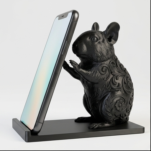 デグーのルネサンス肖像画スマホスタンド(シルクブラック)