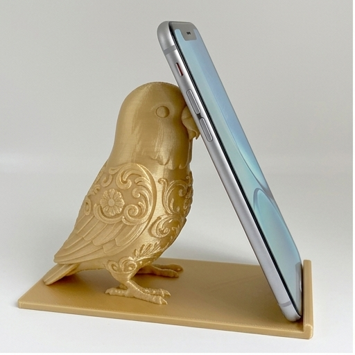 ダルマインコのルネサンス肖像画スマホスタンド(シルクゴールド)