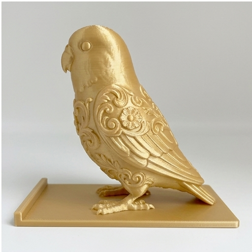 ダルマインコのルネサンス肖像画スマホスタンド（シルクゴールド）（4枚目）