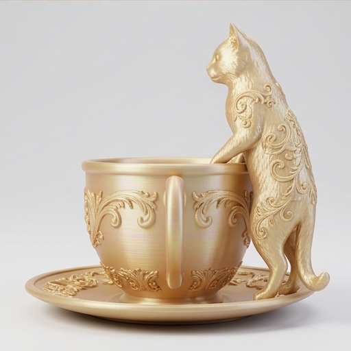 ターキッシュアンゴラのルネサンス肖像画アクセサリートレイ(シルクゴールド)(4枚目)