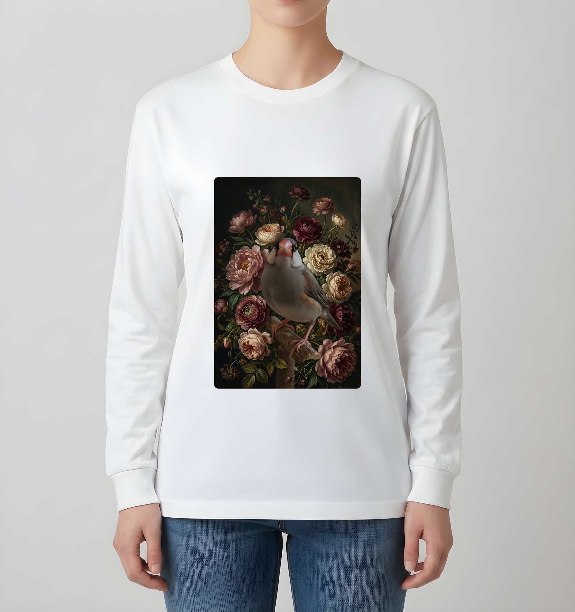 文鳥・ブンチョウの長袖Tシャツ 4枚目