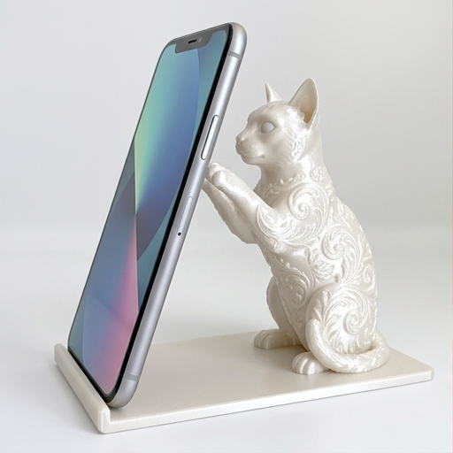 オシキャットのルネサンス肖像画スマホスタンド(シルクホワイト)