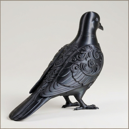 ジュズカケバトのルネサンス肖像画置物（全身オブジェ）（シルクブラック）（2枚目）