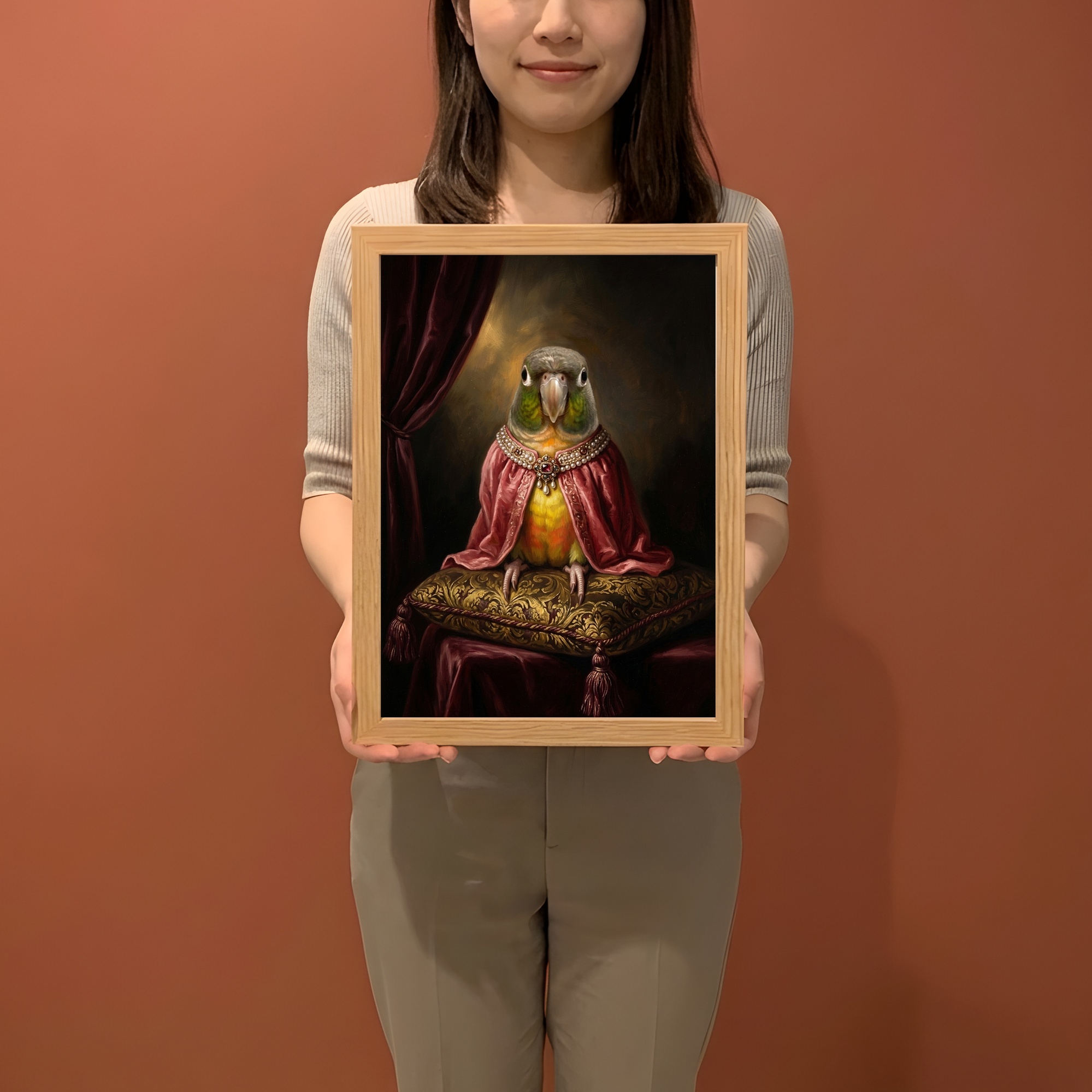 セネガルパロットのルネサンス肖像画額装プリント（A4サイズ）（2枚目）