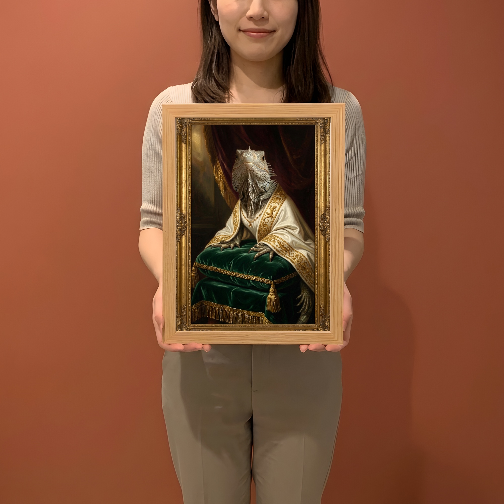 サイイグアナのルネサンス肖像画額装プリント（A4サイズ）（2枚目）