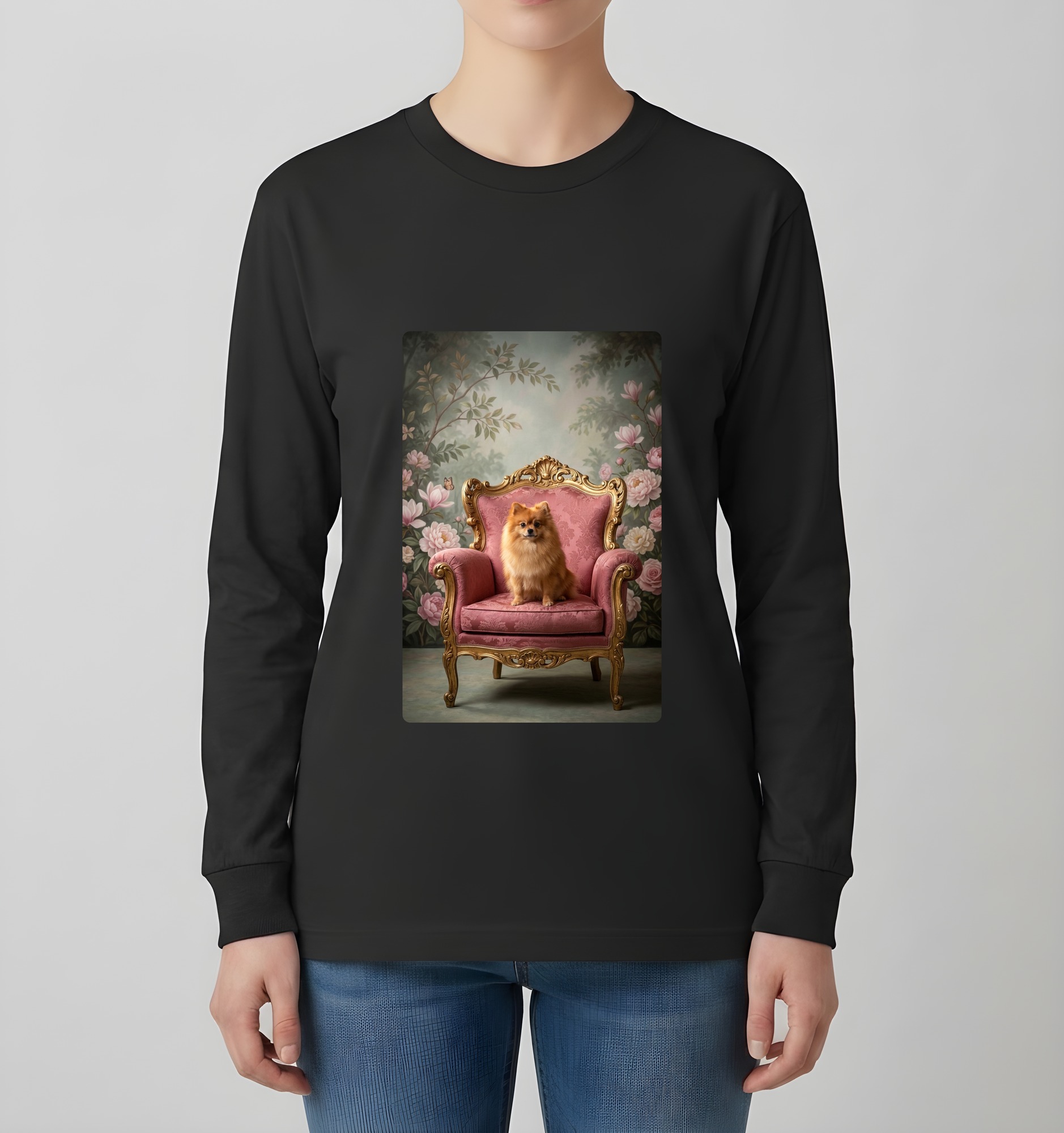 ポメラニアンの長袖Tシャツ 4枚目