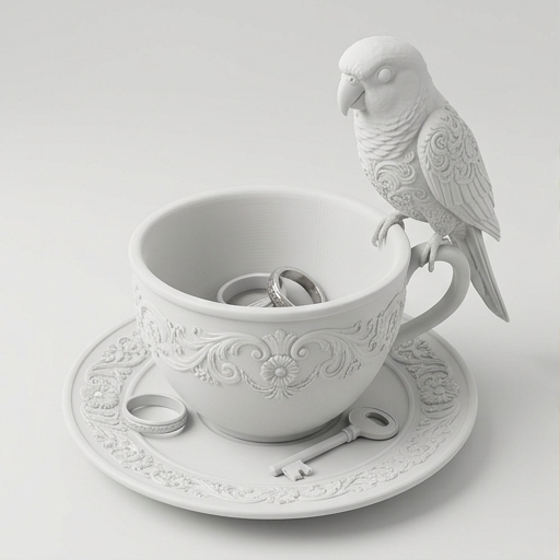 ウロコインコのルネサンス肖像画アクセサリートレイ(マットホワイト)