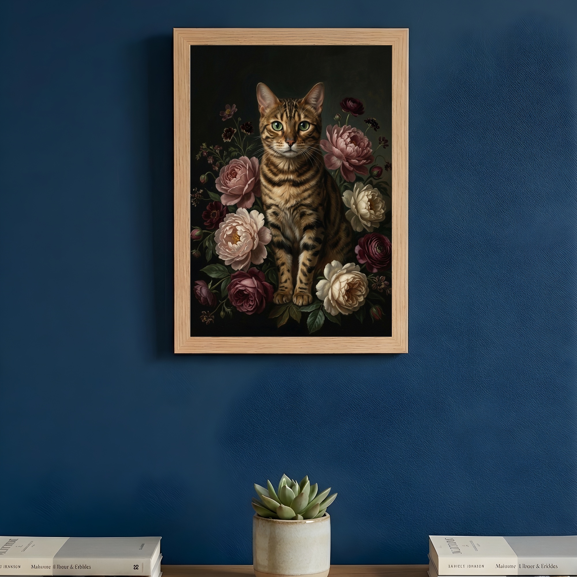 ベンガルの花の油絵風アート花柄額装プリント(A4サイズ)(3枚目)