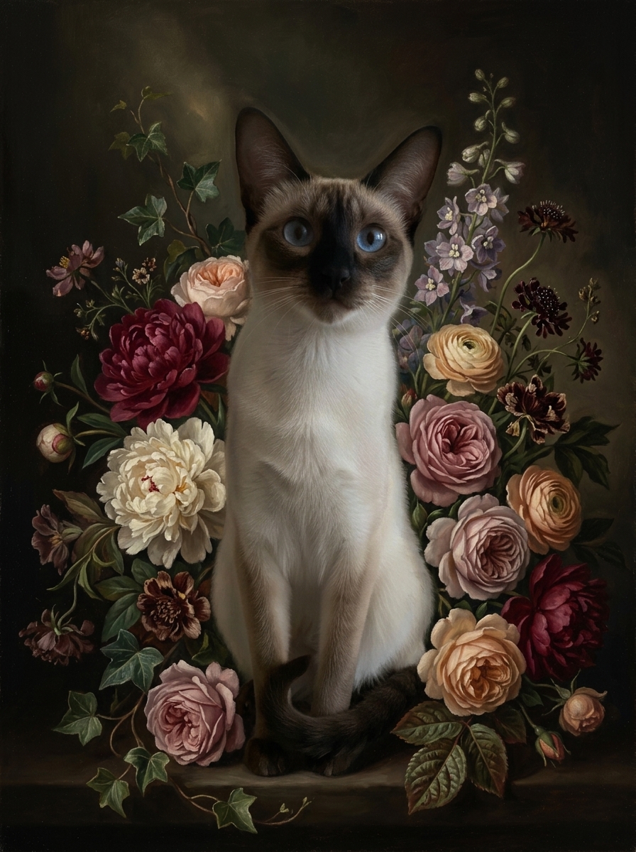 バリニーズの花の油絵風アート花柄額装プリント(A3サイズ)(4枚目)