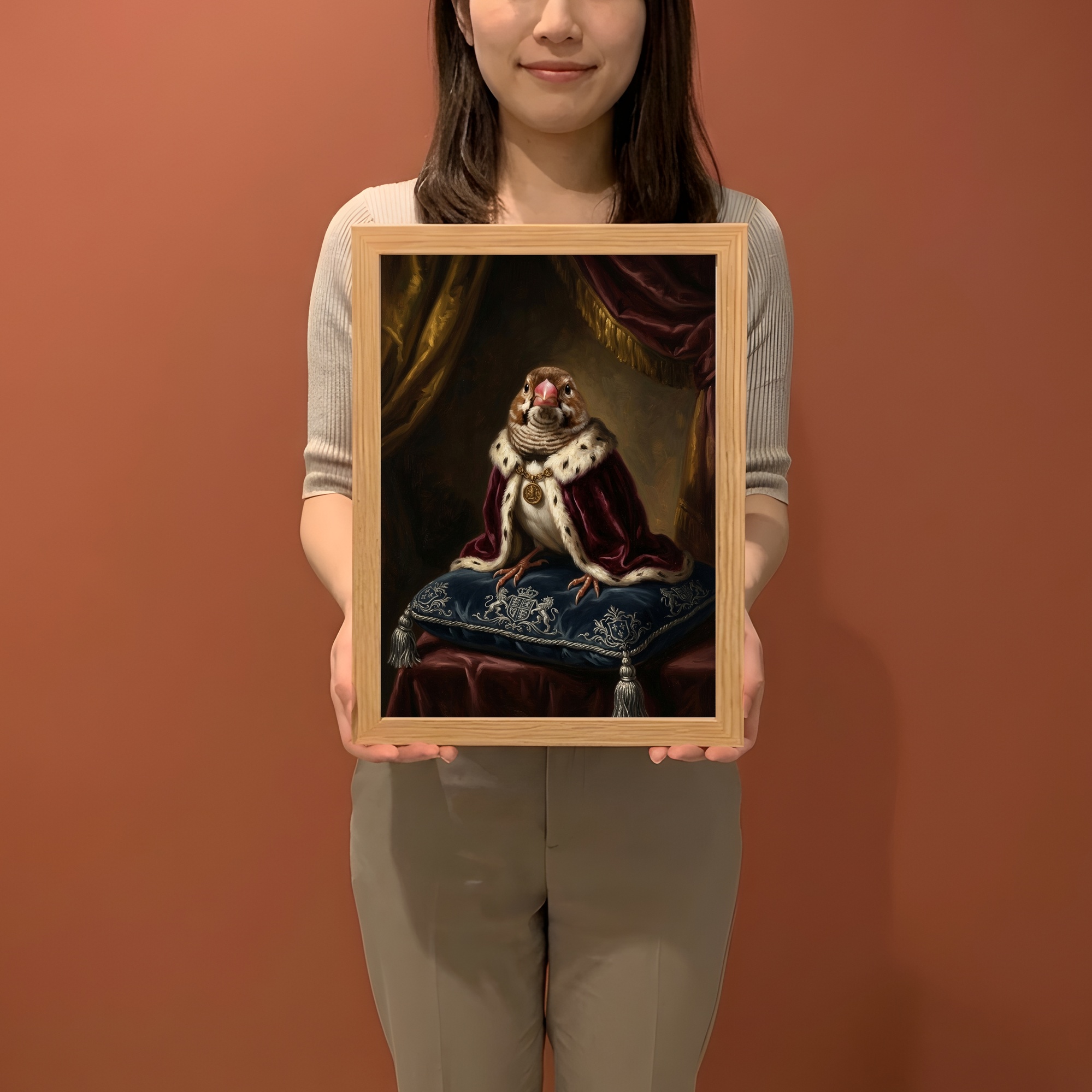 十姉妹・ジュウシマツのルネサンス肖像画額装プリント(A4サイズ)(2枚目)