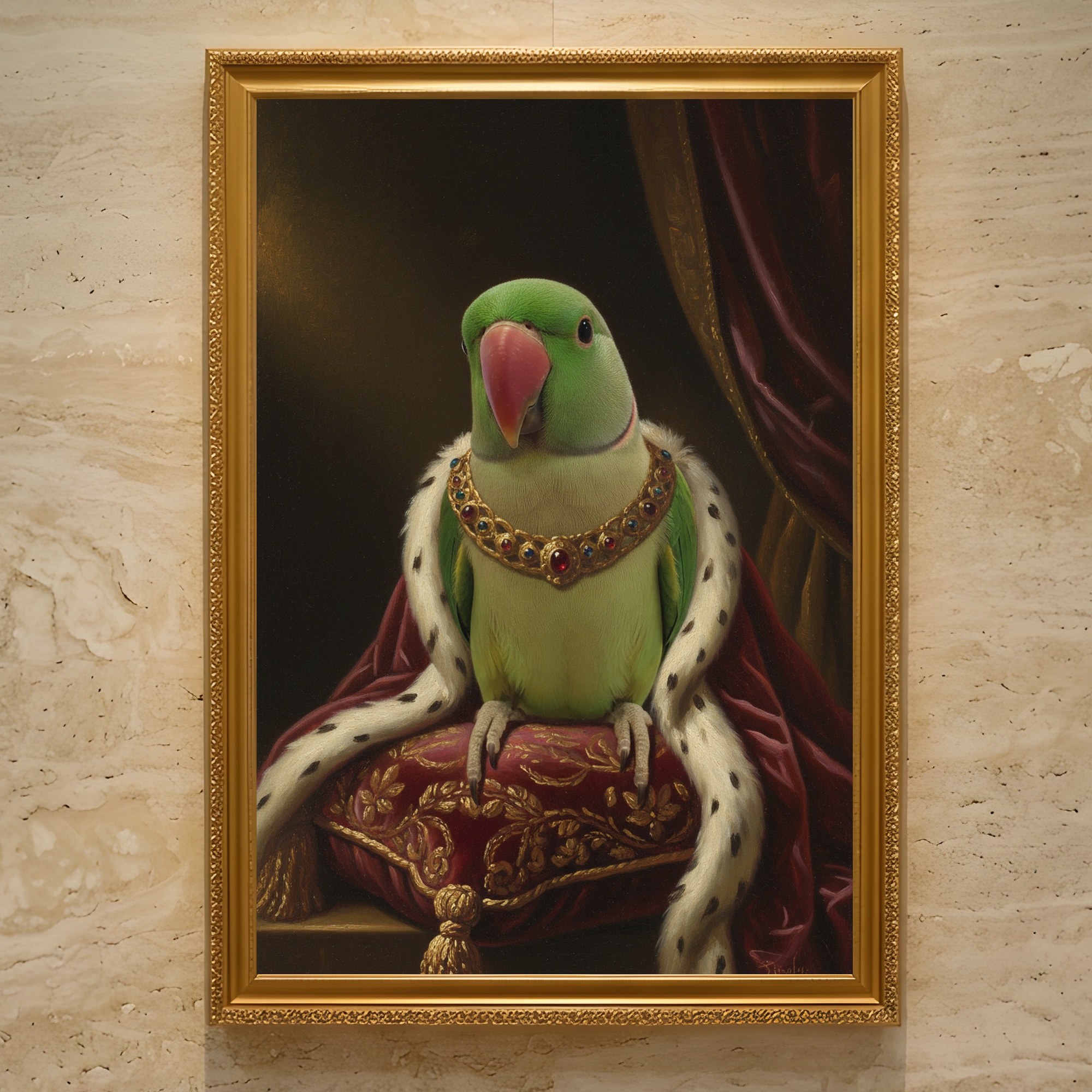 アレクサンドリンインコの額装プリント 1枚目